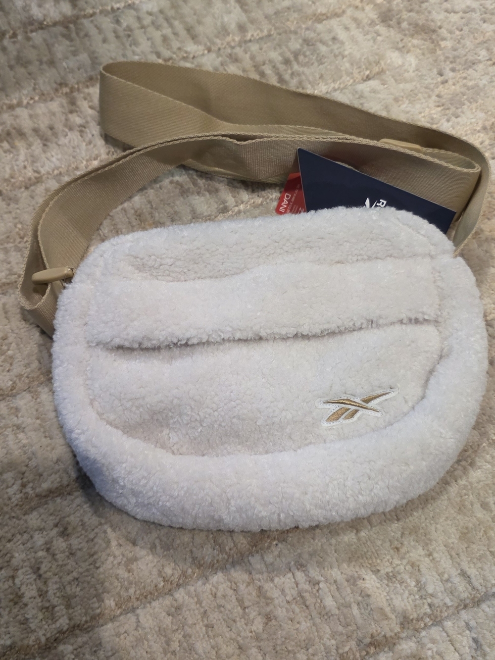 Reebok Sherpa Fanny Pack in Cream with Tan Strap - Picture 1 of 5
